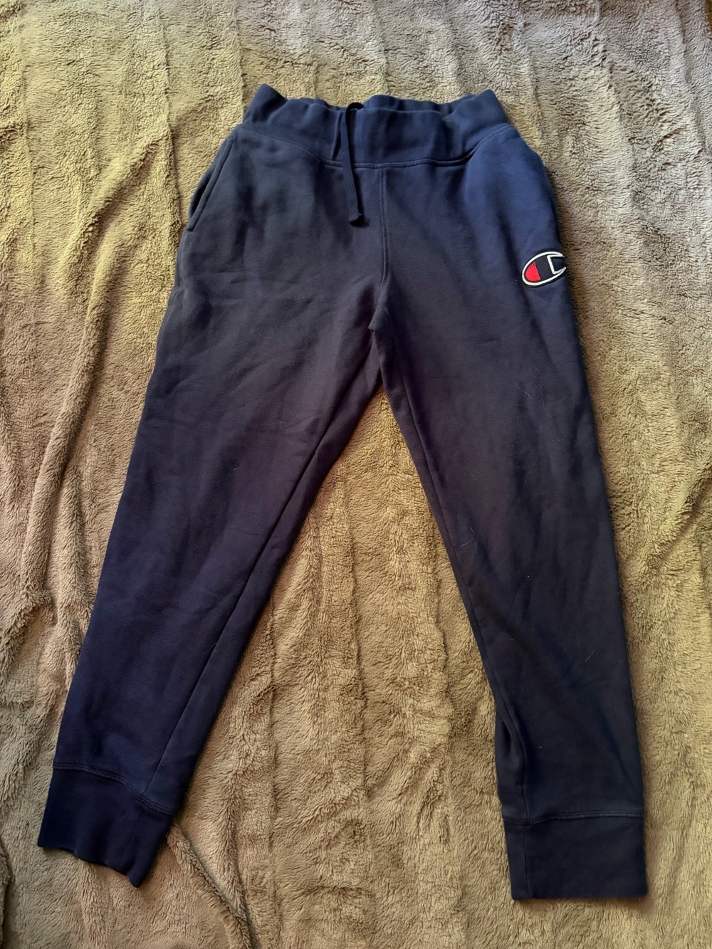 Champion Dark Navy Jogger Pants with Logo Patch